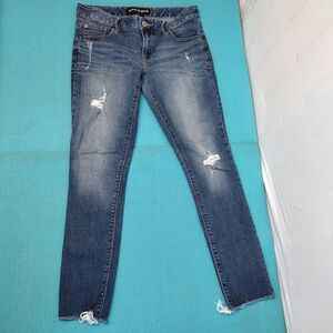 Express Jeans Women's Ripped Raw Hem Leggings Low Rise Size 8